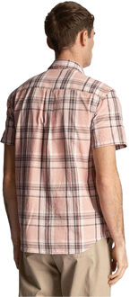 Lyle & Scott Heren geruit linnen overhemd met korte mouwen (Roze)