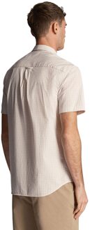 Lyle & Scott Heren Gingham Slim overhemd met korte mouwen (Wit)