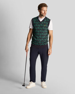 Lyle & Scott heren golfmonogram gebreid vest in marineblauw - maat XL Navy