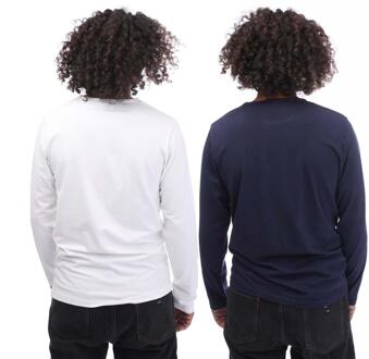 Lyle & Scott Heren Kane T-shirt met lange mouwen (Set van 2) (Wit, Marine)