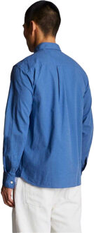 Lyle & Scott Heren Knoop-overhemd Katoen Linnen (Blauw) - maat