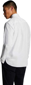 Lyle & Scott Heren Knoop-overhemd Katoen Linnen (Wit)