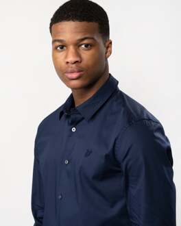 Lyle & Scott Heren Lange Mouwen Slim Poplin Overhemd Navy
