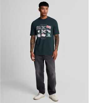 Lyle & Scott Heren Lyle And Scott A Guide To Scotland Grafisch T-shirt in Navy - maat M