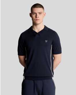 Lyle & Scott Heren Lyle And Scott gebreid poloshirt met naaduiteinden in blauw