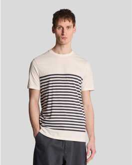 Lyle & Scott Heren Lyle And Scott Linnen Blend Breton Stripe T-shirt in Wit - XL