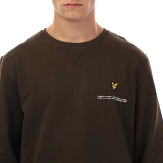 Lyle & Scott Heren Lyle And Scott Organic Print Crew Neck Sweatshirt in olijfkleur - maat