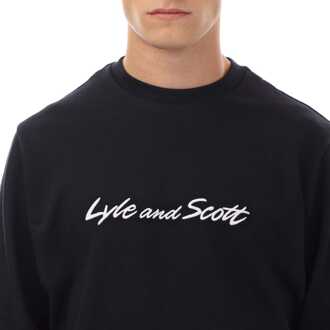 Lyle & Scott Heren Lyle And Scott Script Sweatshirt in marine-wit Navy