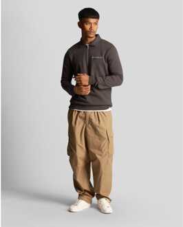 Lyle & Scott Heren Lyle And Scott Sweatshirt met geborduurde kraag en Quarter Zip in Gunmetal Zilver