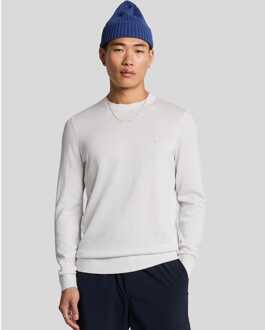 Lyle & Scott Heren Lyle And Scott Tonal Superfine Katoenen Crew Neck Trui in Wit - M