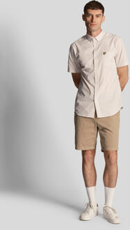 Lyle & Scott Heren Lyle & Scott Korte Mouw Slim Fit Gingham Overhemd in Blauw - maat