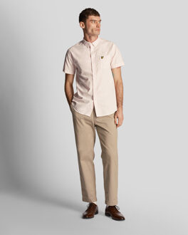 Lyle & Scott Heren Lyle & Scott Korte Mouwen Oxford Shirt in Pink Roze