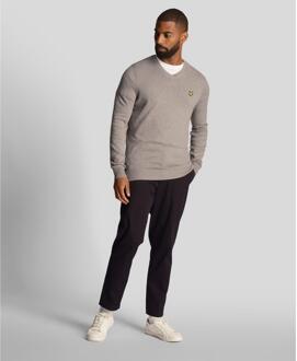 Lyle & Scott Heren Merino Katoenen V Hals Trui (Grijs) - maat