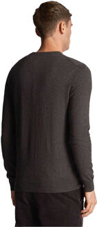 Lyle & Scott Heren Merino Katoenen V Hals Trui (Houtskool)