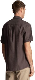 Lyle & Scott Heren overhemd met gestructureerde korte mouwen (Gunmetal) Grijs
