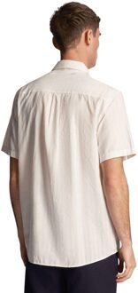 Lyle & Scott Heren overhemd met gestructureerde korte mouwen (Wit)