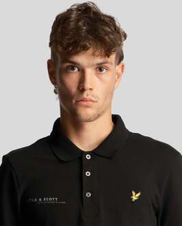 Lyle & Scott heren polo met lange mouwen en bijpassende print in het zwart - XS