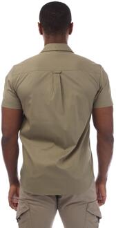 Lyle & Scott Heren Poplin overhemd met korte mouwen (Olijf)