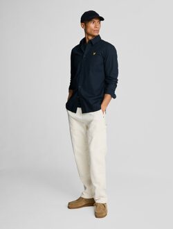 Lyle & Scott Heren poplin overhemd met lange mouwen in marineblauw Navy