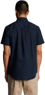 Lyle & Scott Heren Slub Overhemd met Korte Mouwen (Marine) - maat Navy