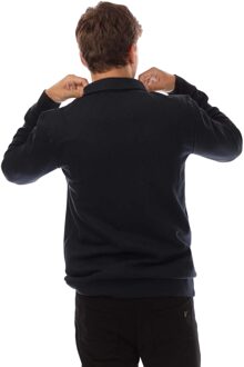 Lyle & Scott Heren Sweatshirt met gekraagde ritssluiting (Marine) - maat S Navy