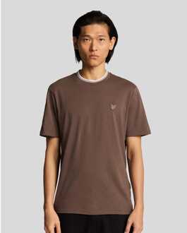 Lyle & Scott Heren-T-shirt Lyle And Scott Superfine Cotton Tipped in paars - maat 2XL