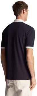 Lyle & Scott Heren Tonaal Ringer Poloshirt (Marine) - maat M Navy