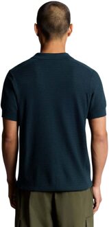 Lyle & Scott Heren Visgraat Gebreid Poloshirt (Blauw) - maat M