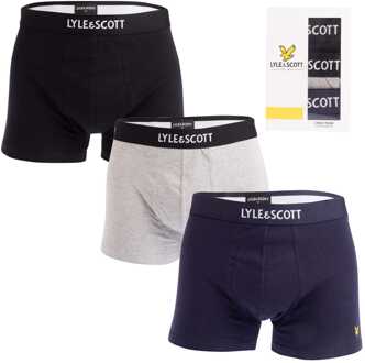Lyle & Scott Herenboxershort Lyle And Scott Devon 3 Pack in Zwart Grijs - maat S