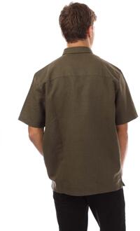 Lyle & Scott Herenhemd met korte mouwen van linnenmix (Olijf)