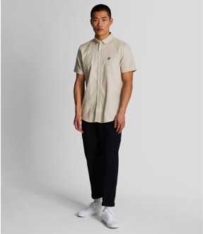 Lyle & Scott Herenoverhemd Lyle And Scott Katoen Slub Korte Mouw in Crème
