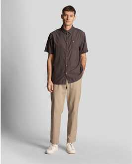 Lyle & Scott Herenoverhemd Lyle And Scott Textured Stripe Korte Mouw in Gunmetal Zilver