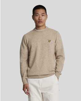 Lyle & Scott Herentrui Lyle And Scott Lamswolmix Crew Neck in Bruin - maat