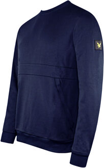 Lyle & Scott herentruien met lange mouwen en ronde hals in donkerblauw met rits en zak ML1425V Z271 Navy