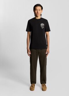 Lyle & Scott Highlander Grafisch Katoenen T-shirt - Zwart