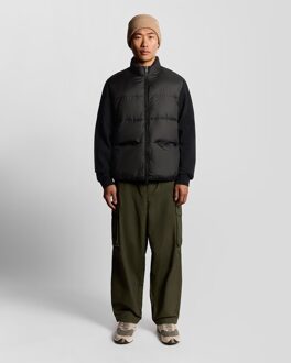 Lyle & Scott Hybrid Puffer Jacket - Zwart - maat XS