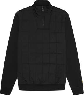 Lyle & Scott hybride gewatteerd zwart sweatshirt met halve rits - maat M