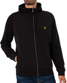 Lyle & Scott hybride gitzwarte hoodie met rits