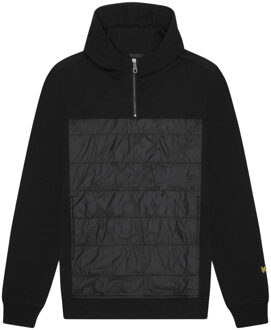 Lyle & Scott hybride interlock gitzwarte hoodie met panelen - maat M