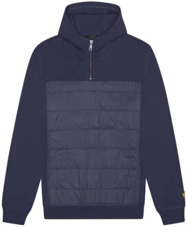 Lyle & Scott hybride nachthoodie met interlock-panelen Blauw