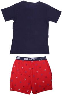 Lyle & Scott Jongens All-Over Print Loungewear Set (Blauw/rood) - maat Veelkleurig