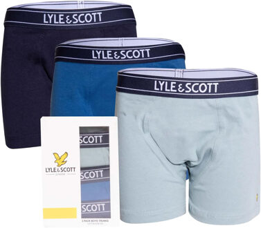 Lyle & Scott Jongens Chadwick Boxershorts (Set van 3) (Lichtblauw/blauw/navy) Zwart/blauw - 8-9J / 128-134cm