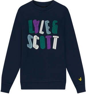 Lyle & Scott Jongens Polygon Grafisch Sweatshirt - Marineblauw Navy