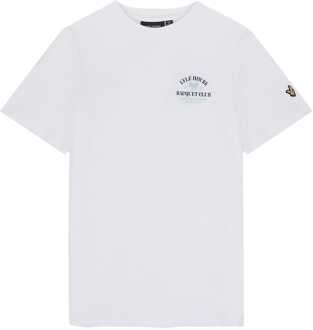 Lyle & Scott Jongens-T-shirt Lyle And Scott Juniors Racquet Club Graphic in Wit - maat
