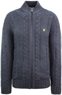 Lyle & Scott Kabelgebreide Heren Navy Trui