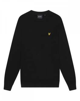 Lyle & Scott Katoen Merino Heren Crew Neck Trui - maat L Zwart