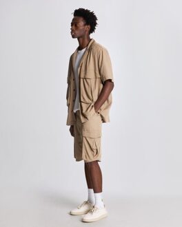 Lyle & Scott Katoenen Linnen Cargo Shorts - Zand