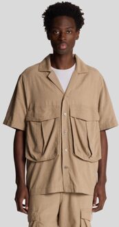 Lyle & Scott katoenen linnen overhemd met reverskraag - woestijntaupe Bruin - XL