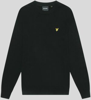 Lyle & Scott Katoenen Merino Crewneck Trui - Zwart
