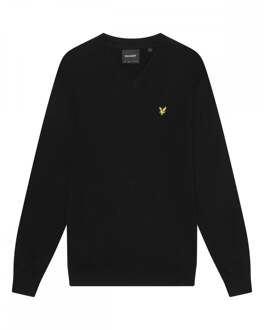 Lyle & Scott Katoenen Merino Heren V-hals Trui Zwart